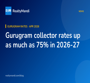 RealtyMandi news card on Gurugram's revised collector rates for 2026-27 and their impact on stamp duty for buyers