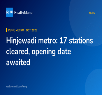 RealtyMandi news card on the status of Pune Metro Line 3 between Hinjewadi and Shivajinagar in October 2026